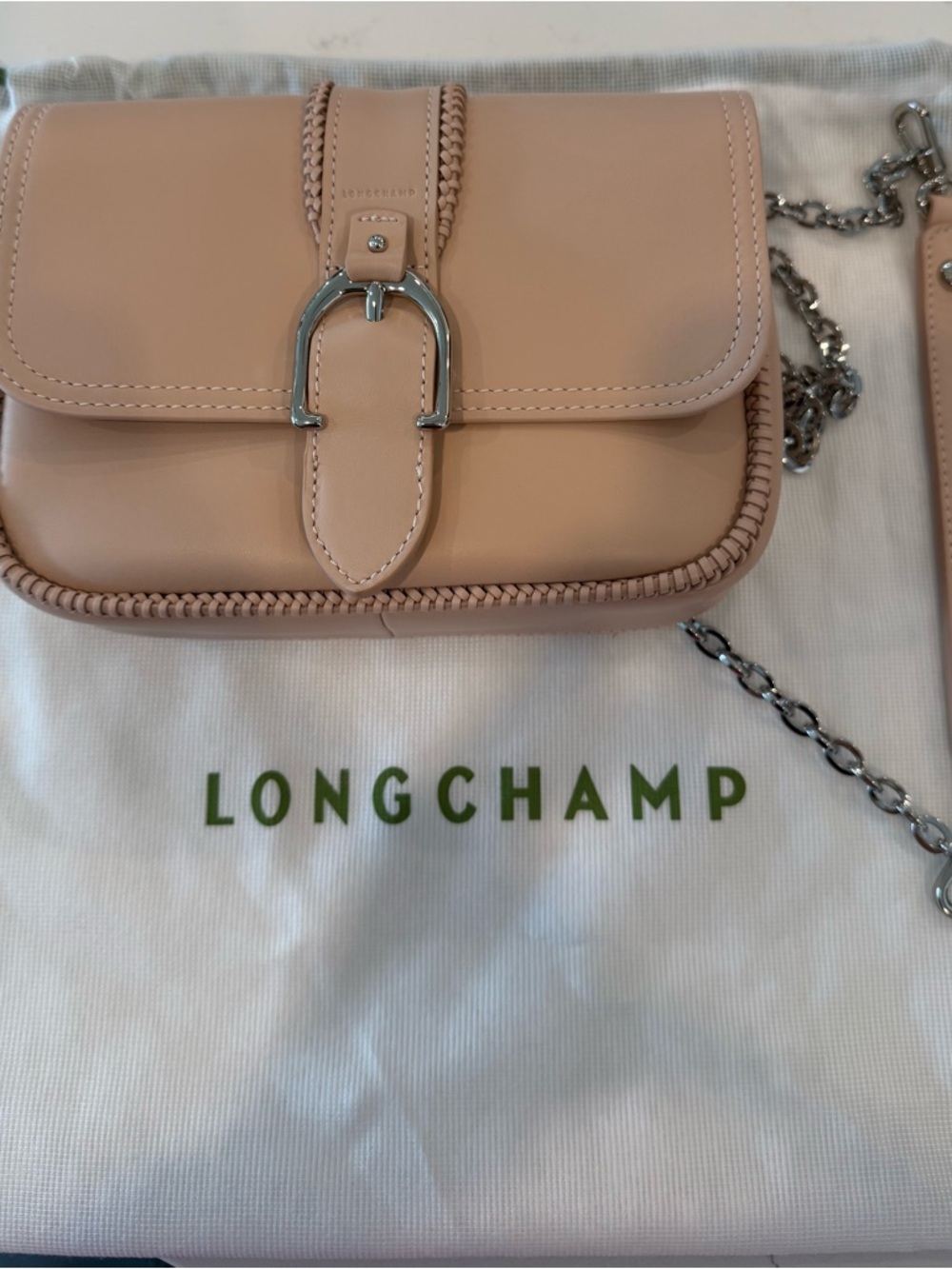 Longchamp Powder Pink Amazone Leather Crossbody Bag NWT - Picture 6 of 6
